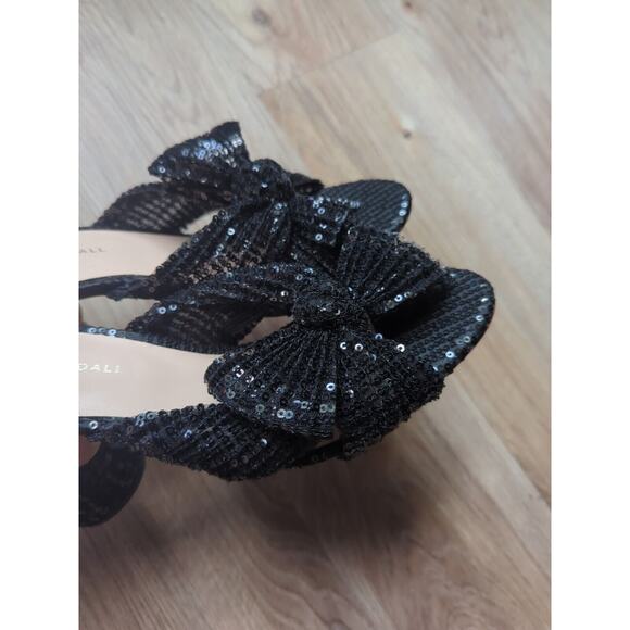 Loeffler Randall Penny Knot Black Sequin Slip On Mule Sandals Womens 10 - Picture 11 of 13